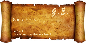 Gans Erik névjegykártya
